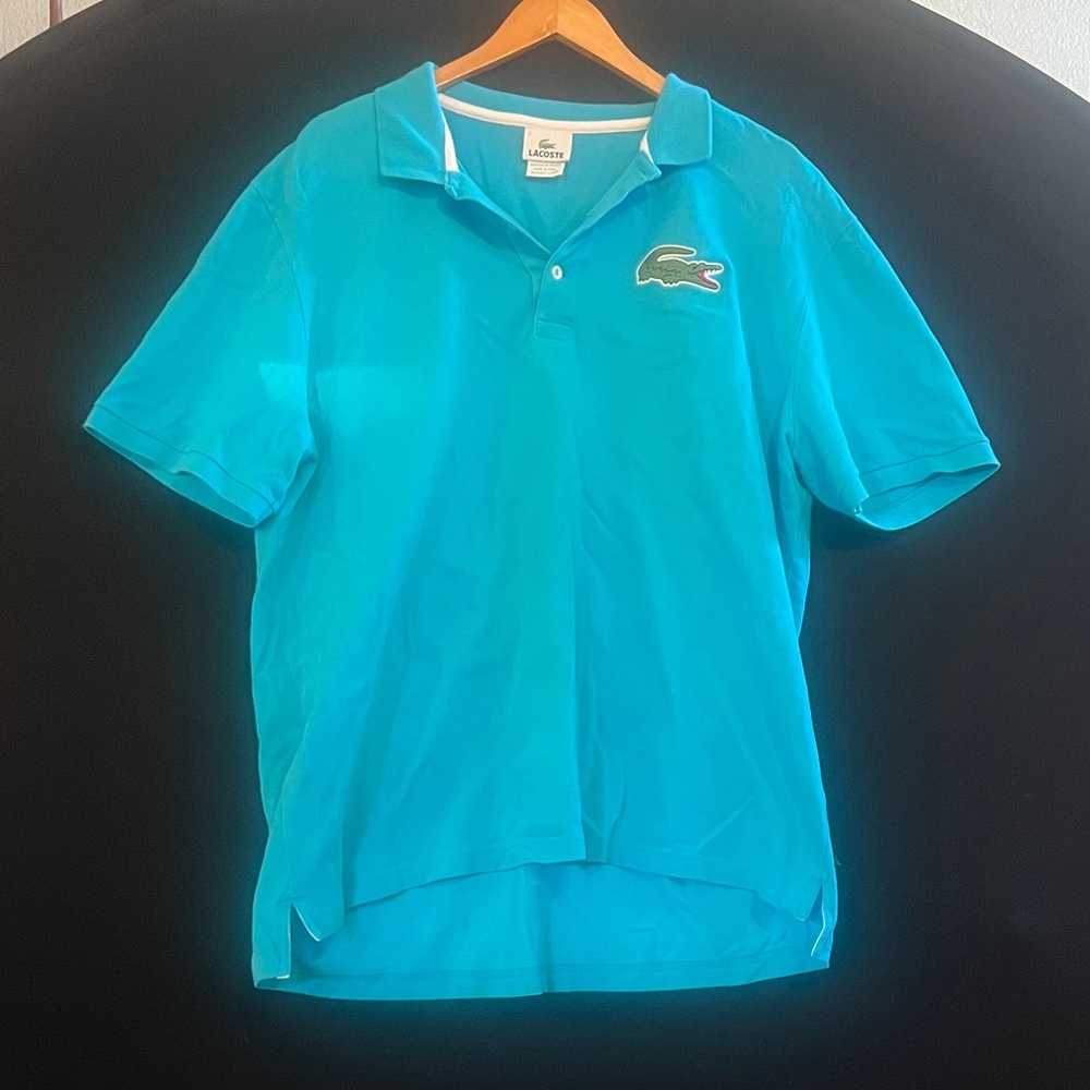 Lacoste Men's Aqua Polo Shirt - Limited Edition Big Gator